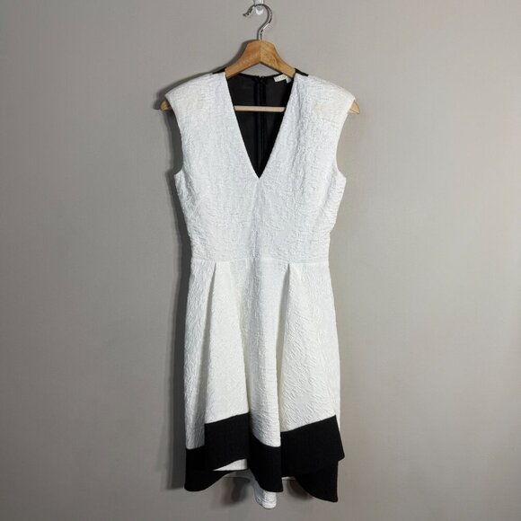 Maje Reese Mesh Paneled Matelasse Mini Dress Womens 1 Small White Black Cocktail - Picture 3 of 12